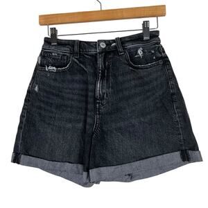 American Eagle Denim Shorts Womens 2 Black Distressed Stretch Grunge 90s Y2K